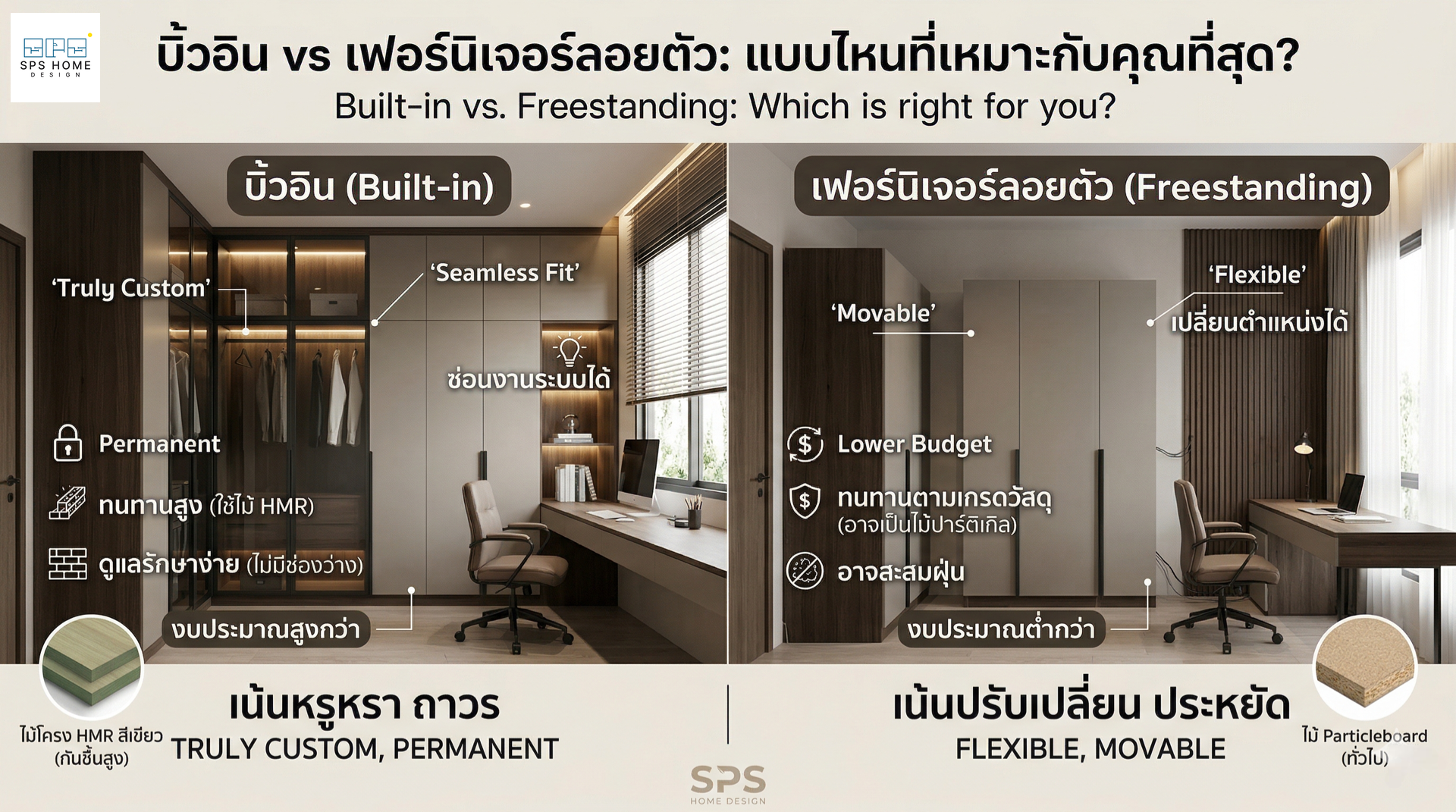บิ้วอิน vs เฟอร์นิเจอร์ลอยตัว: แบบไหนที่เหมาะกับคุณที่สุด?