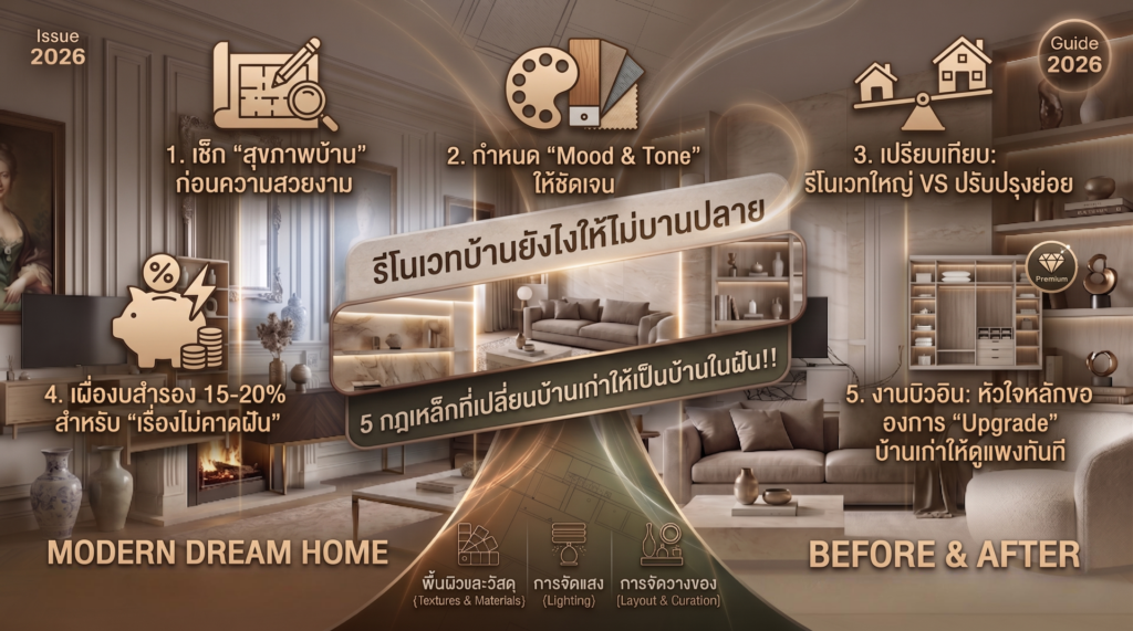 รีโนเวทบ้านยังไงให้ไม่บานปลาย 5 กฎเหล็กที่เปลี่ยนบ้านเก่าให้เป็นบ้านในฝัน!!