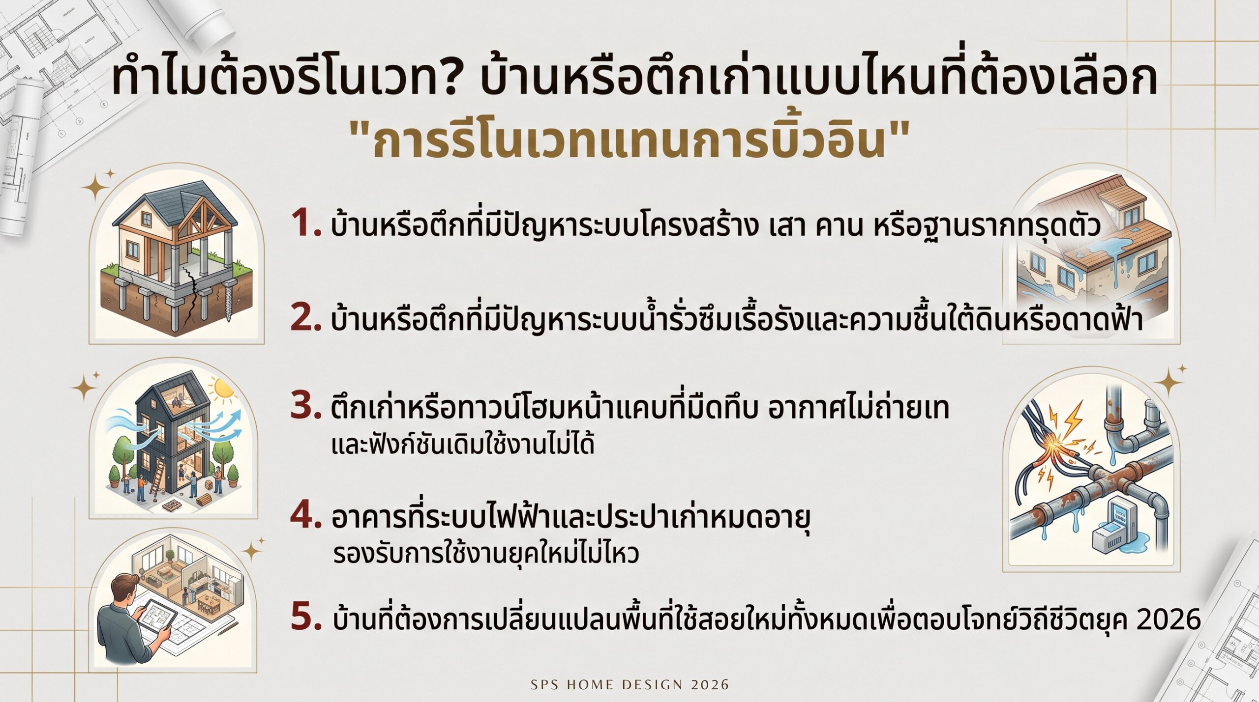 ทำไมต้องรีโนเวท? บ้านหรือตึกเก่าแบบไหนที่ต้องเลือก "การรีโนเวทแทนการบิ้วอิน"